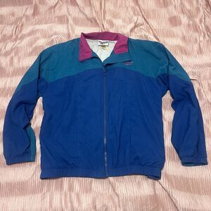 Vintage Reebok Jacket M Medium Blue Made In USA 90s Color Block Embroidered